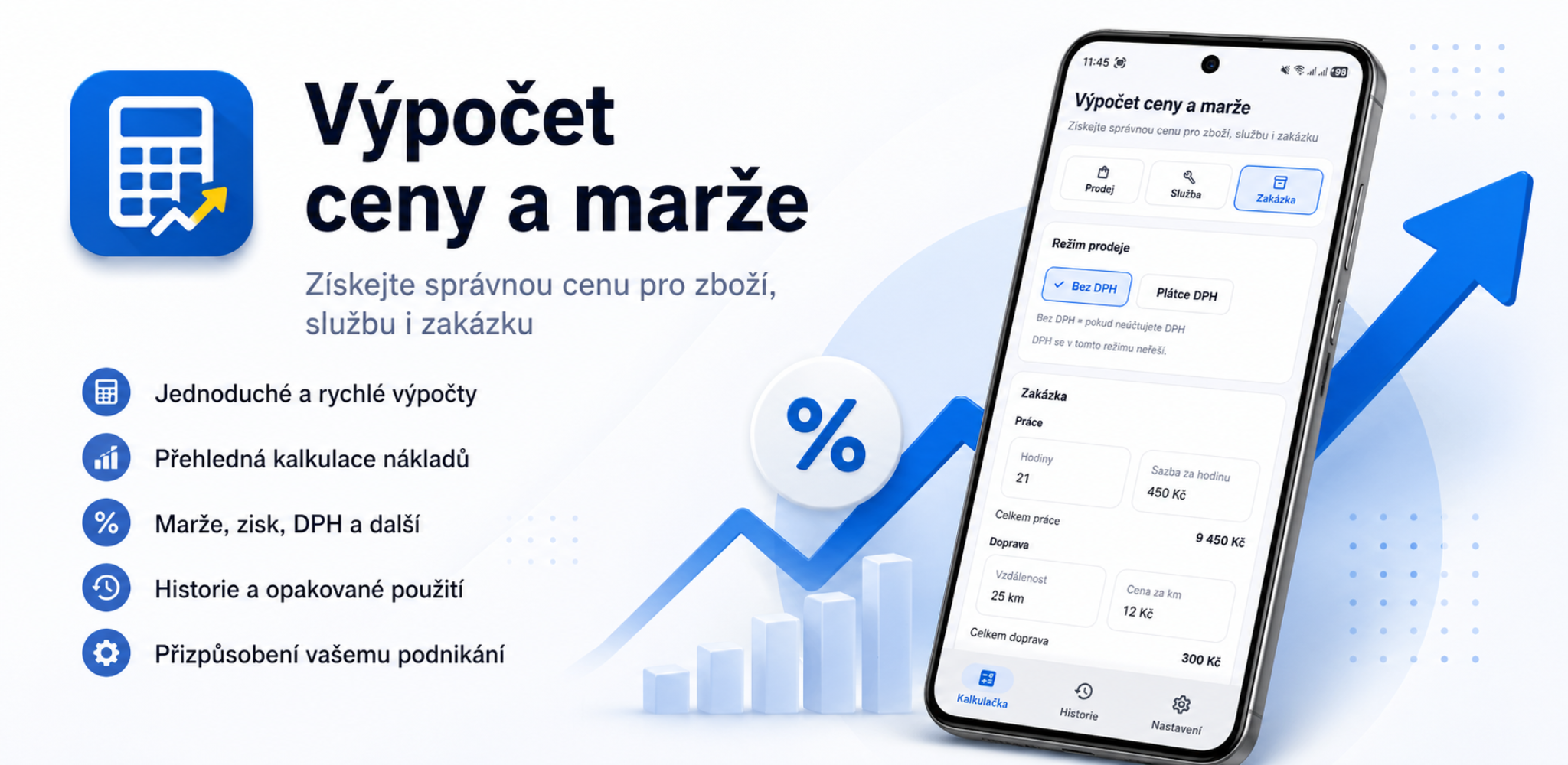 Cena a marže - hlavní grafika aplikace